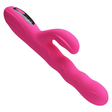 Розовый вибростимулятор-кролик с волновыми движениями Winters - 25,2 см.